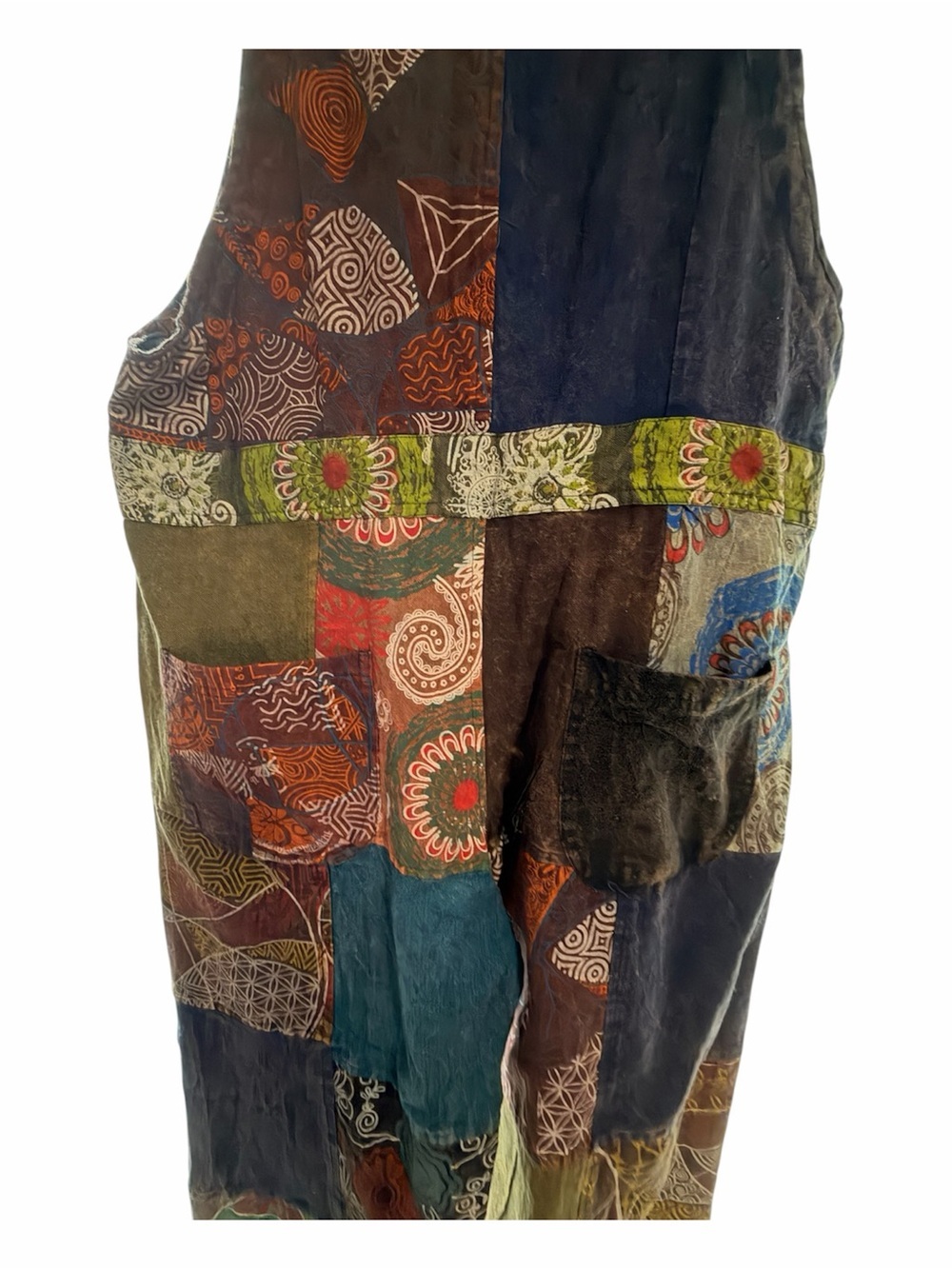 NWT Rising International Multicolor patchwork overalls Size L - Picture 4 of 6